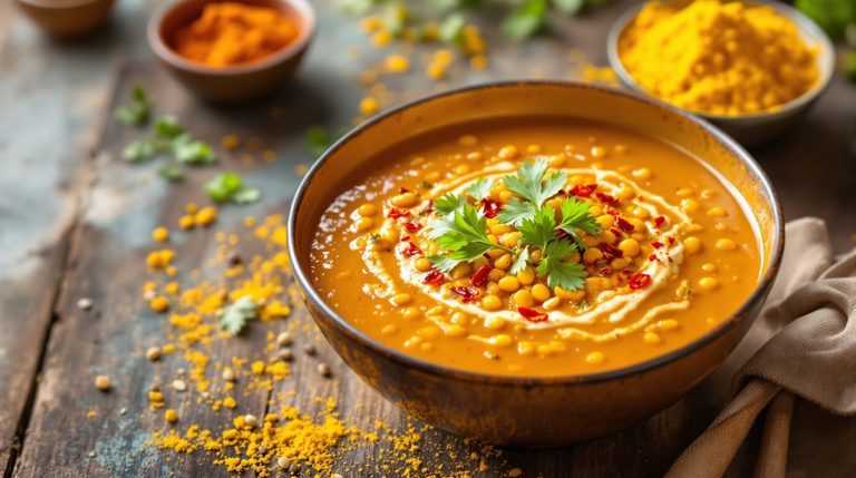 ragoût indien de lentilles rouges épicées