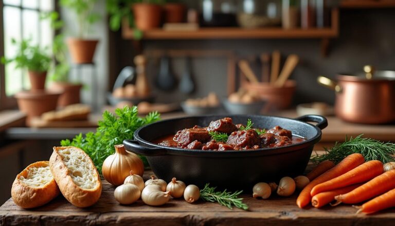 découvrez la recette de grand-mère pour réussir un bœuf bourguignon traditionnel, un plat mijoté savoureux qui ravira vos papilles et célébrera la cuisine française authentique.