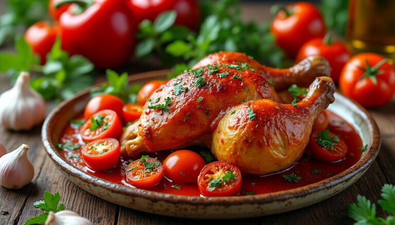 découvrez notre recette facile du poulet basquaise pour réussir ce plat traditionnel basque savoureux, coloré et riche en saveurs.