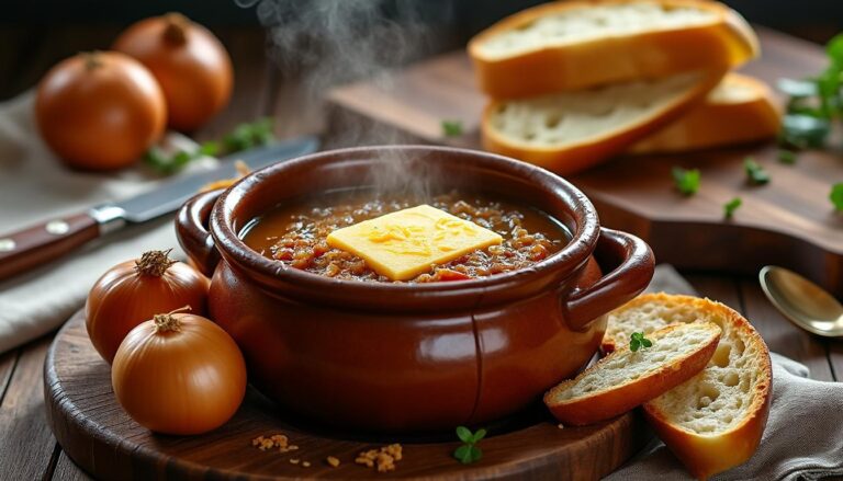 découvrez une recette facile et traditionnelle de la soupe à l'oignon, parfaite pour réchauffer vos soirées avec des saveurs classiques et authentiques.