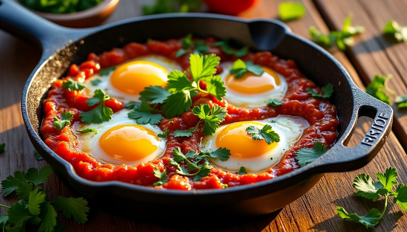 découvrez notre recette traditionnelle de chakchouka, un plat savoureux et facile à préparer, parfait pour un repas convivial et rapide.