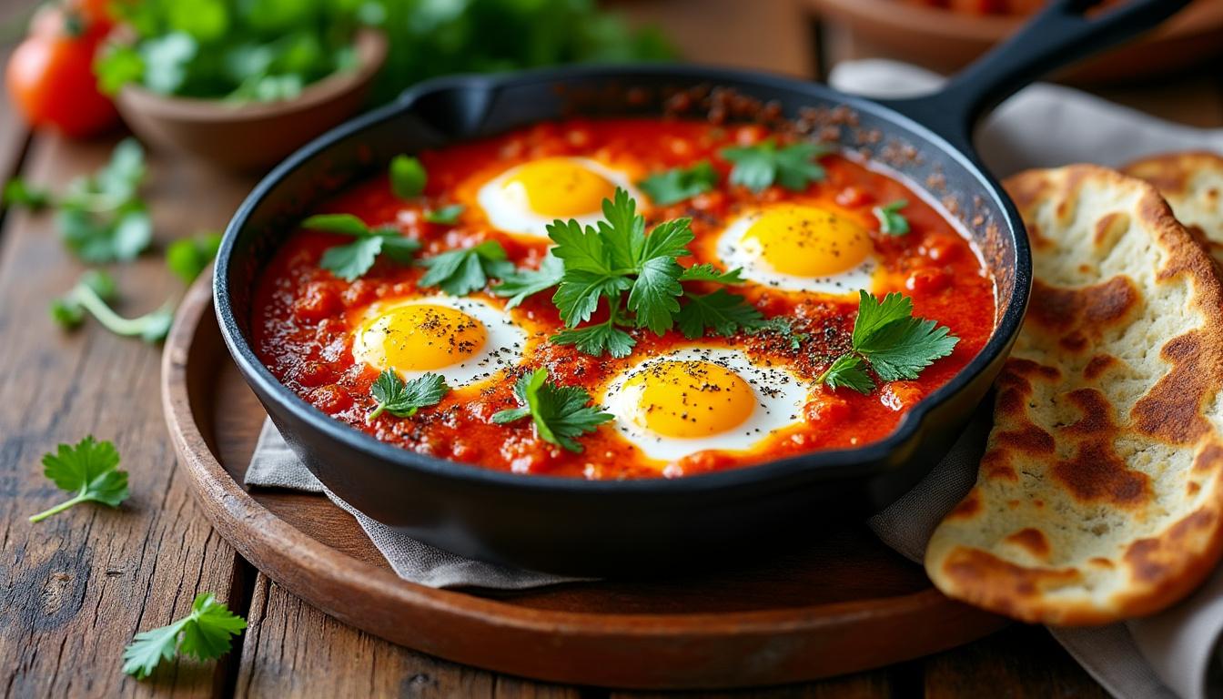découvrez notre recette traditionnelle de chakchouka, un plat savoureux et facile à préparer, parfait pour un repas convivial et rapide.